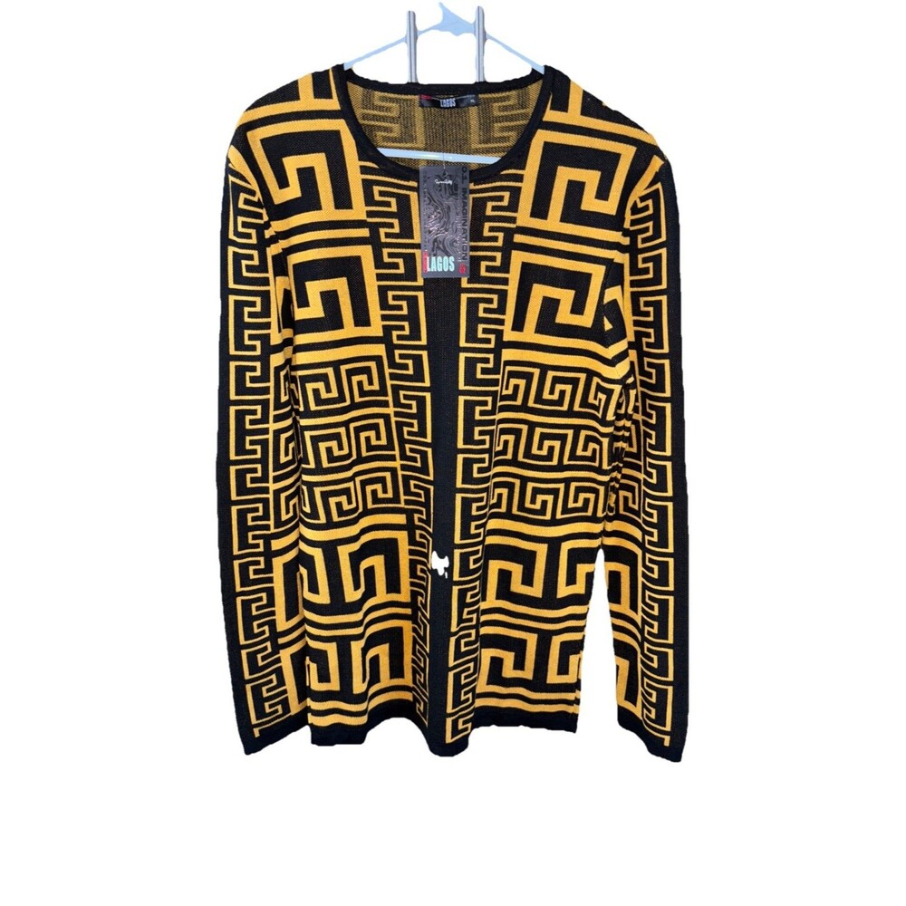 Lagos Black Yellow Sweater Long Sleeve Crew Neck Fitted Pullover New Men XL